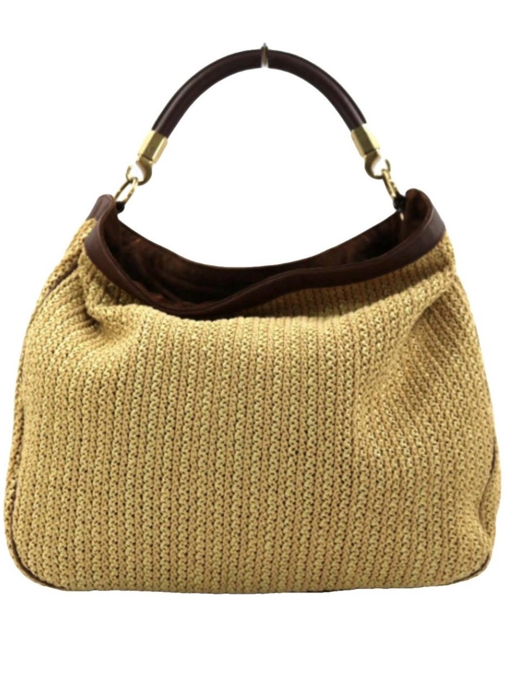 Yves Saint Laurent Roady in Raffia with Brown Leather Accents